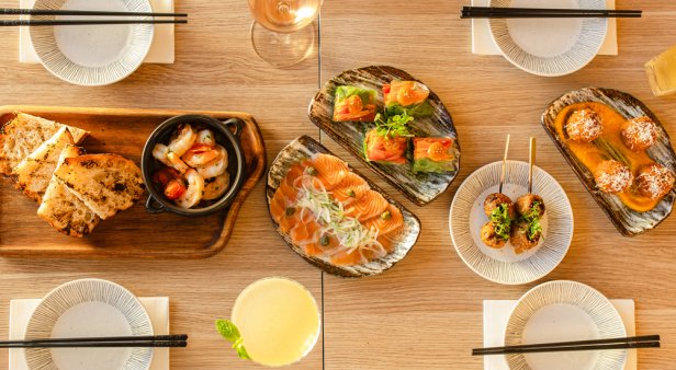 Snack on tsukune skewers, sizzling prawns and Japanese-curry arancini at Mermaid&#8217;s Blessing of the Sun