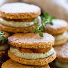 Treat your tastebuds to oat biscuits with soft blue cheese and carrot and orange jam