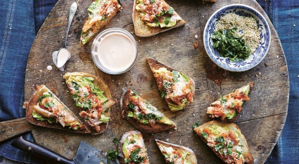 Jump out of bed for avocado and kimchi toast