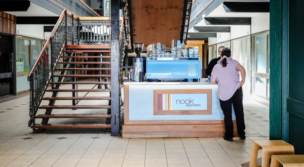 Stop by the new-look Nook Espresso at the entrance of the Old Burleigh Theatre Arcade