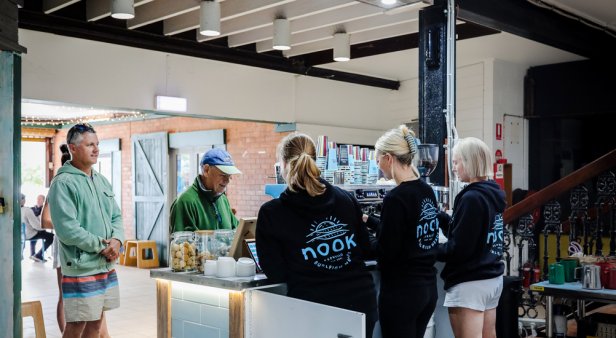 Stop by the new-look Nook Espresso at the entrance of the Old Burleigh Theatre Arcade